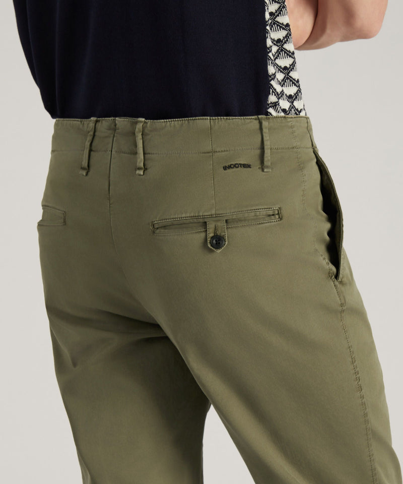 Slowear Pantalone slim fit in gabardina stretch certificata Vendita Economica