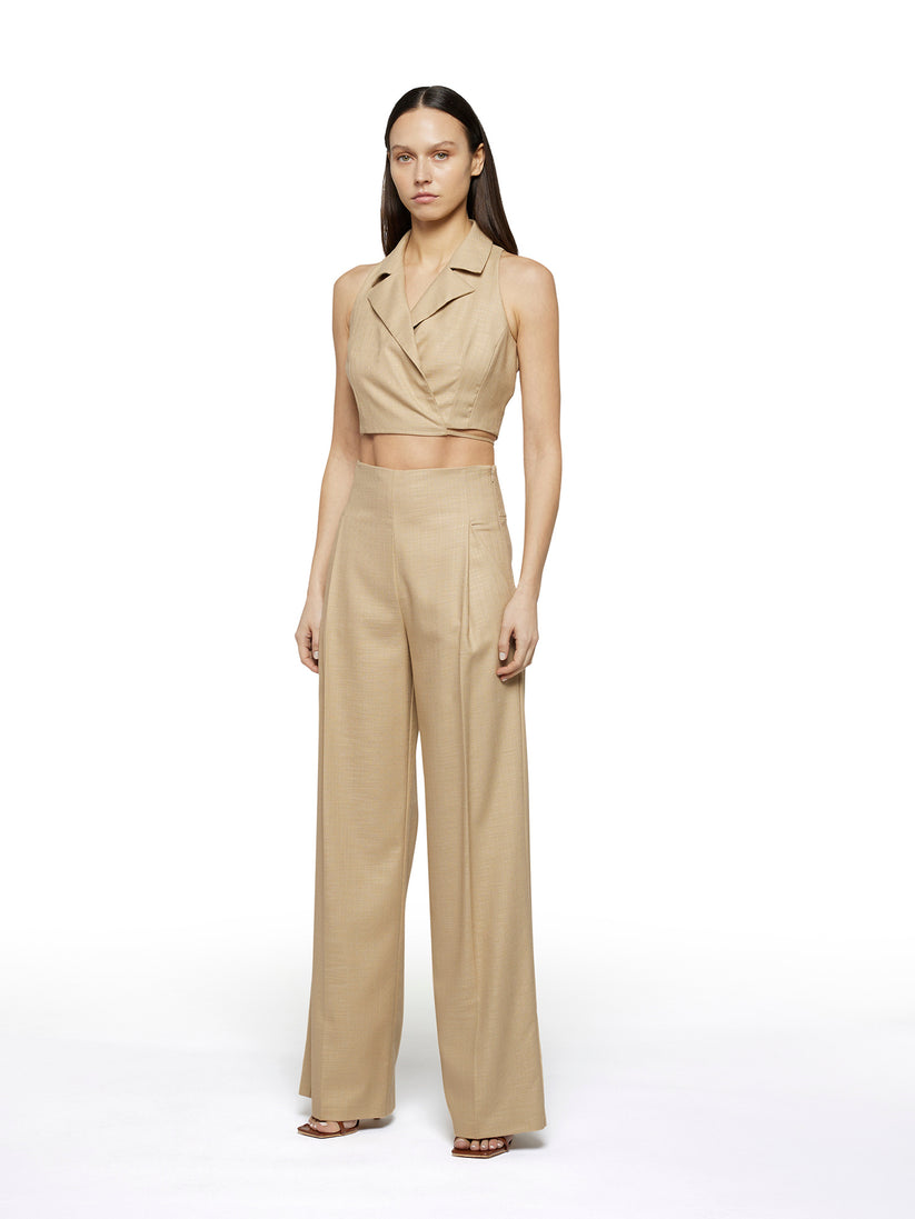 Space Simona Corsellini Pantalone ampio con tasche oblique in tramato luxury Moda