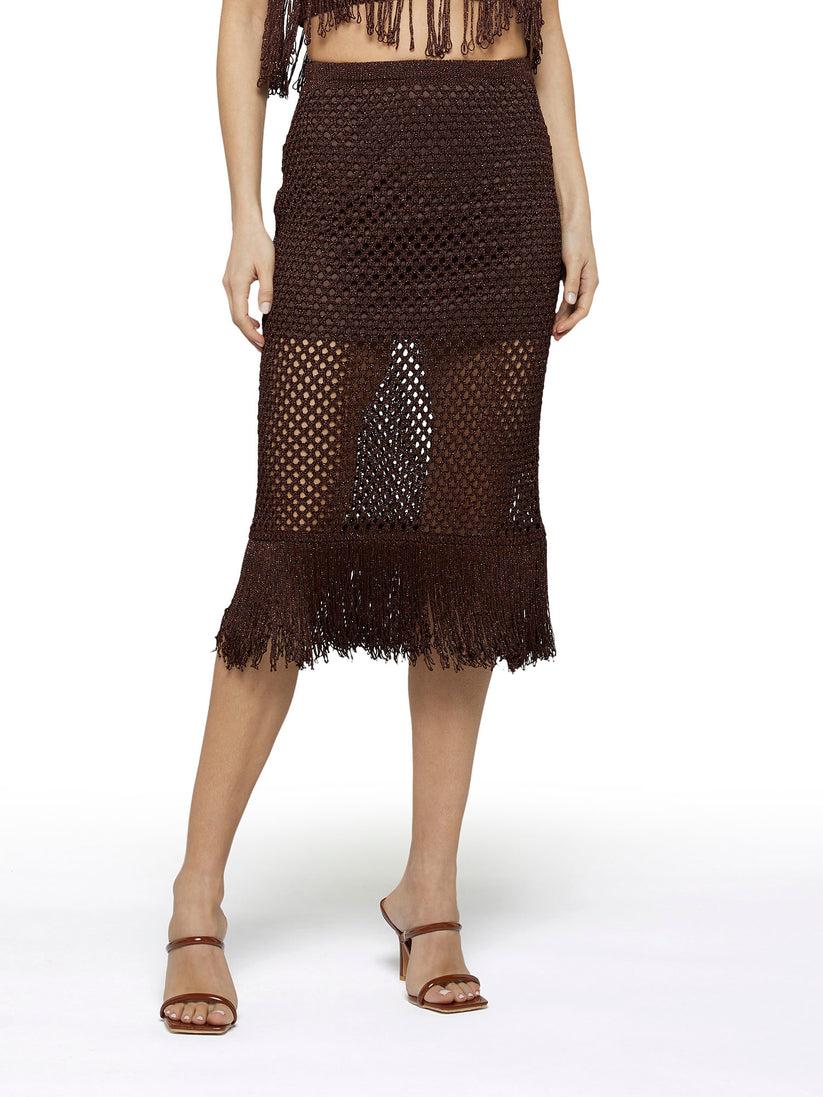Space Simona Corsellini Gonna midi in lurex crochet e frangia Fino Al -60%