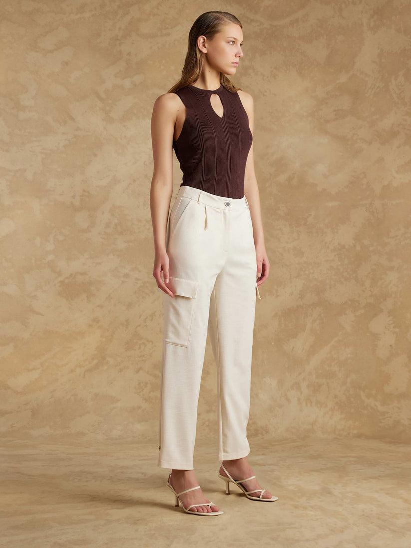 Space Simona Corsellini Pantalone cargo in tramato luxury Shopping Online