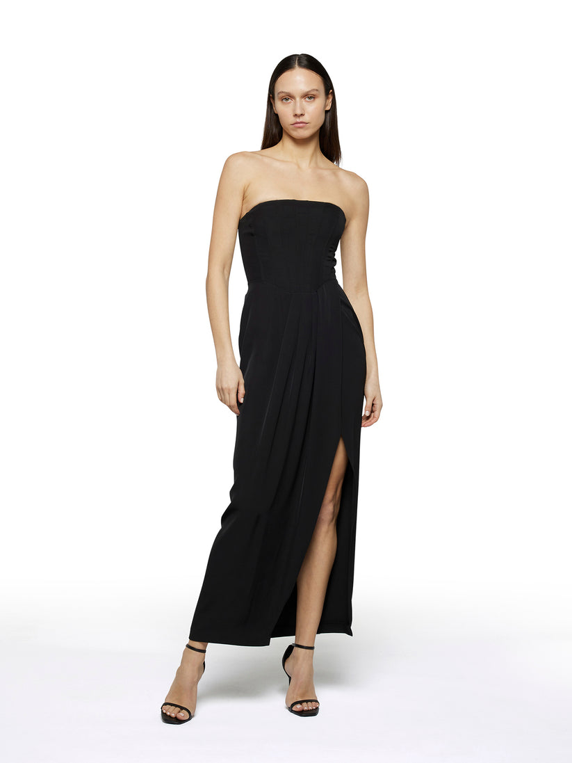 Space Simona Corsellini Abito lungo effetto bustier in poly fluido Vendita Economica