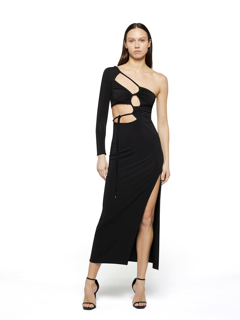 Space Simona Corsellini Abito midi cut-out monomanica in jersey Vendite Flash