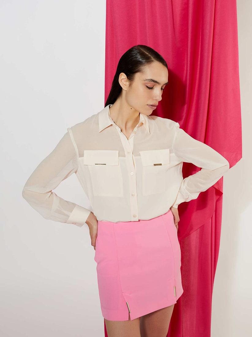 Space Simona Corsellini Camicia see-through in acetato seta e georgette Vendita