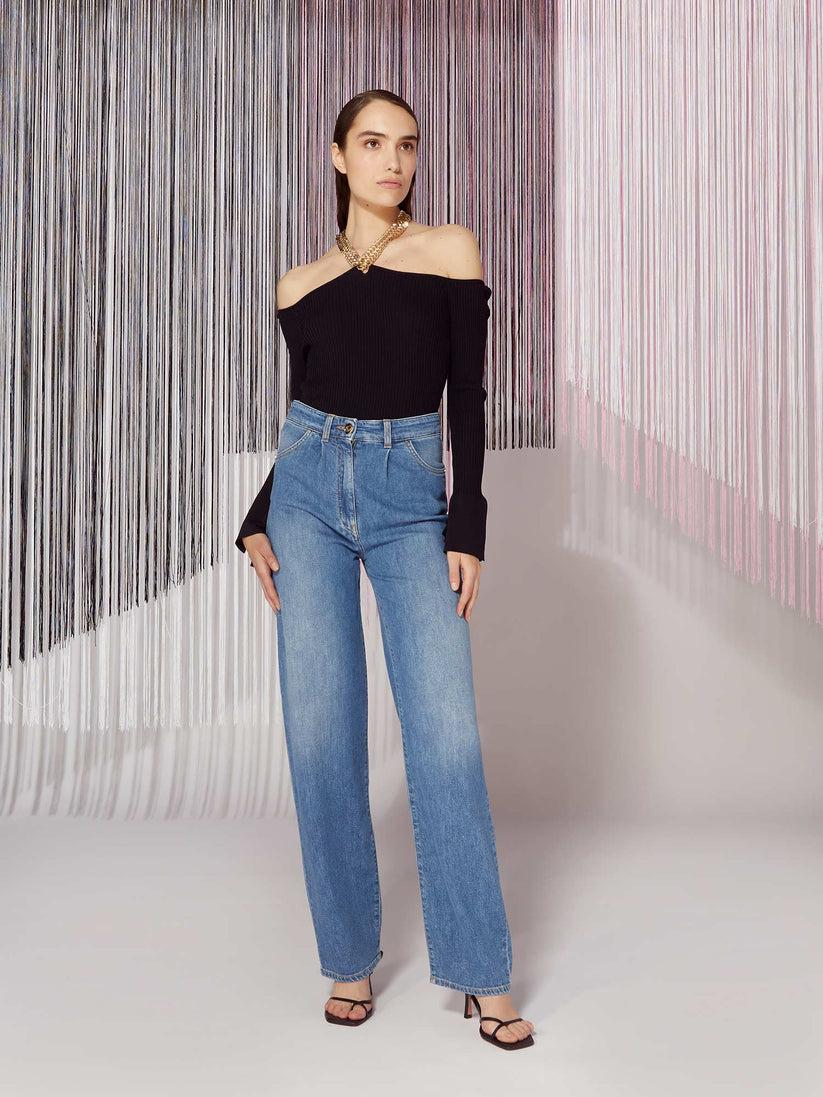 Space Simona Corsellini Denim con pinces in tela comfort meccanico Consegna Veloce