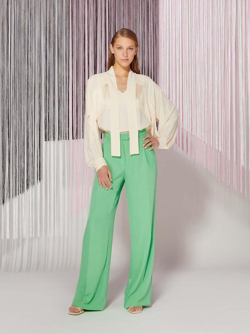 Space Simona Corsellini Blusa in acetato seta con frange Promozione Limitata