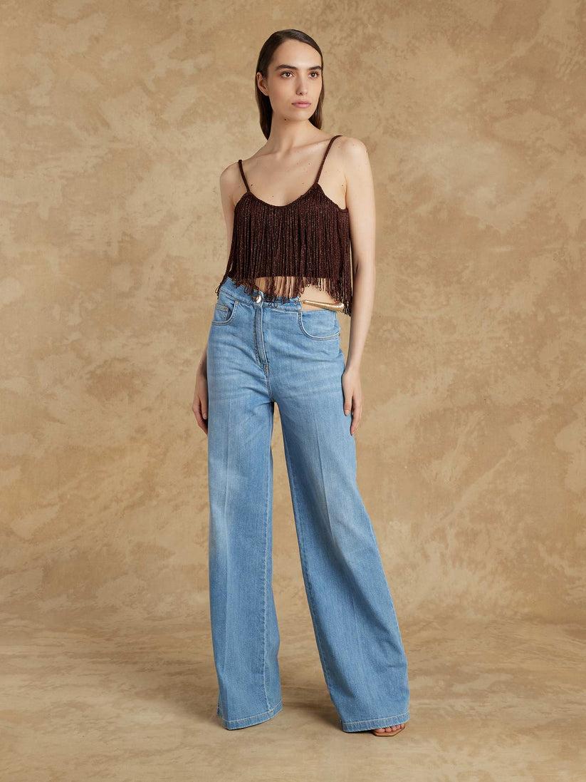 Space Simona Corsellini Denim largo in tela comfort meccanico Fino Al -60%