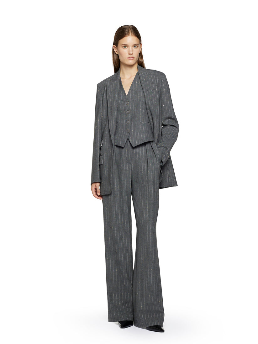 Space Simona Corsellini Pantalone Largo gessato con doppia pence Offerta