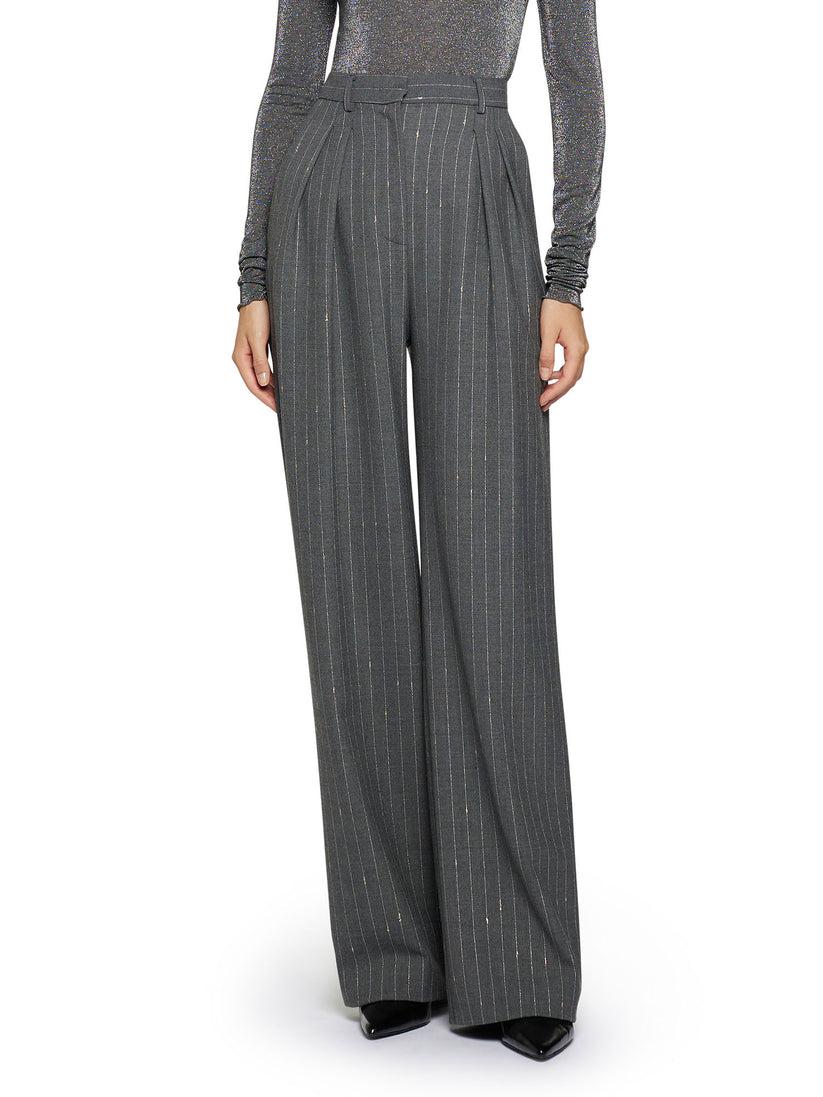 Space Simona Corsellini Pantalone Largo gessato con doppia pence Offerta