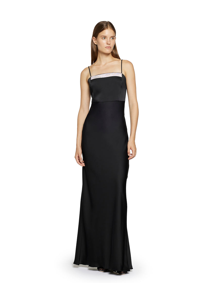 Space Simona Corsellini Abito lungo sottoveste in raso con dettaglio in strass Online