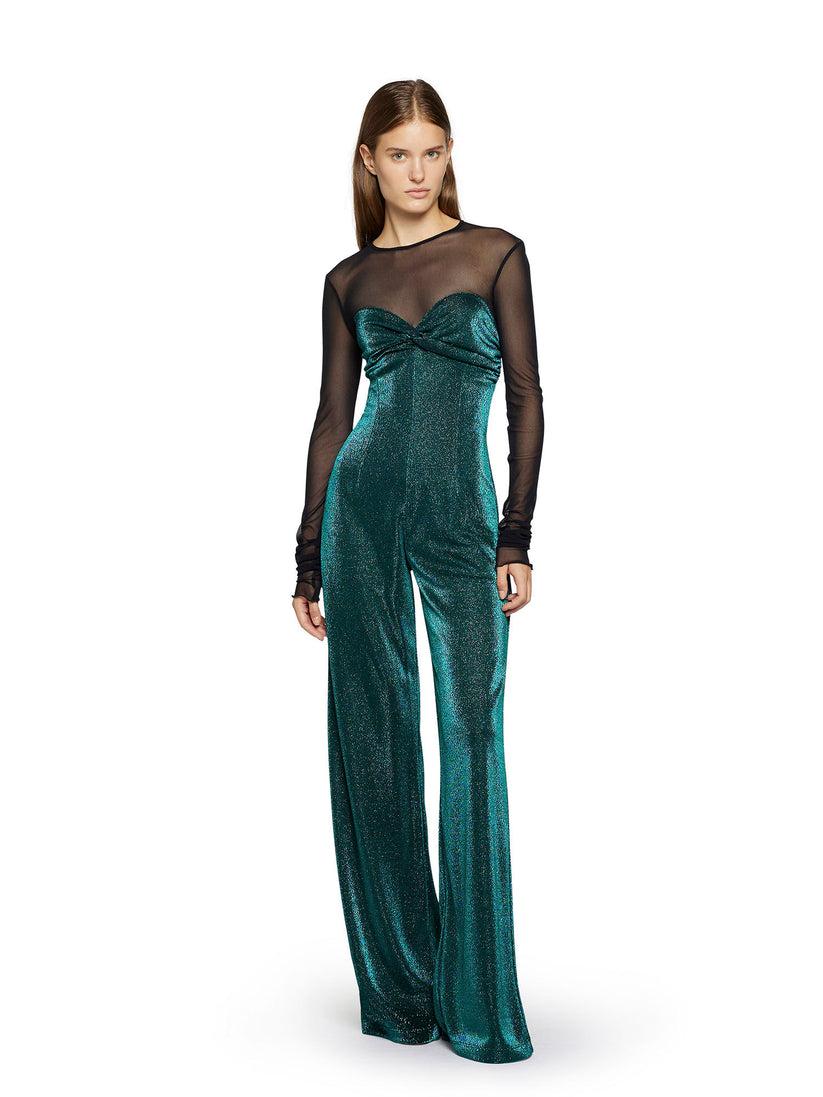 Space Simona Corsellini Tuta in jersey lurex con inserto in tulle Outlet