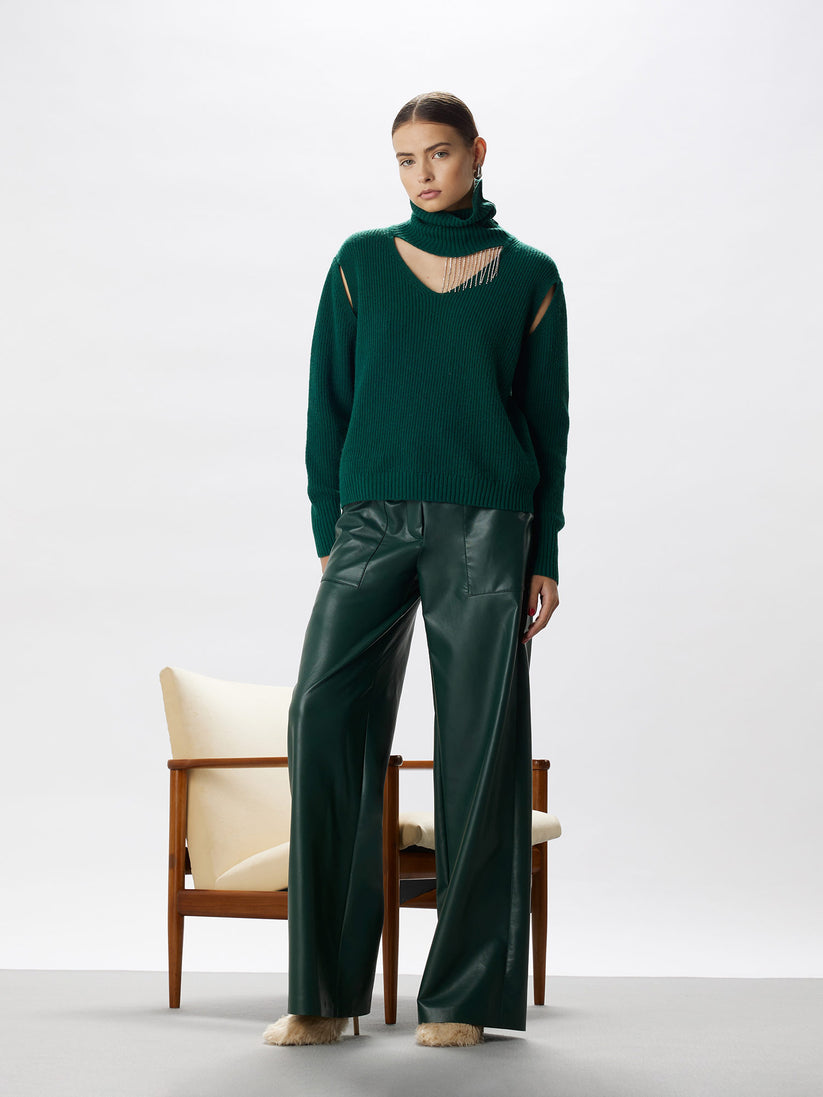 Space Simona Corsellini Pantalone largo in vegan leather Vendite Flash