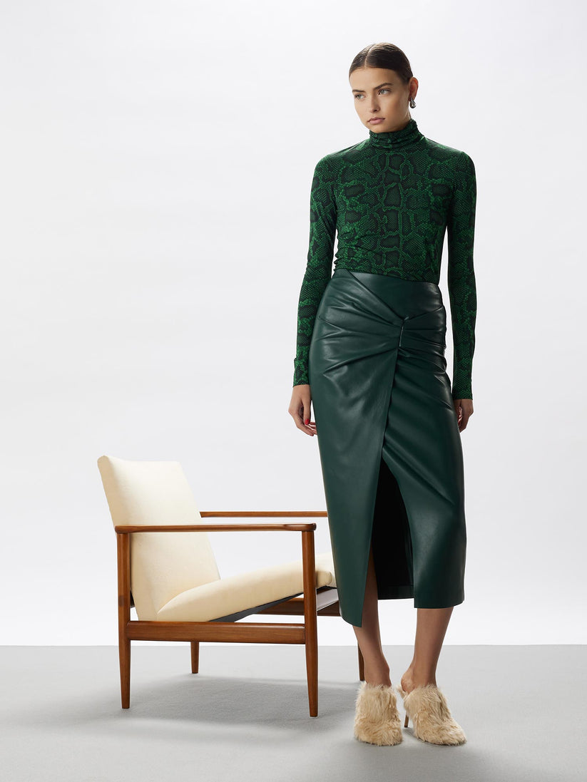 Space Simona Corsellini Gonna in vegan leather con nodo in vita Nuova