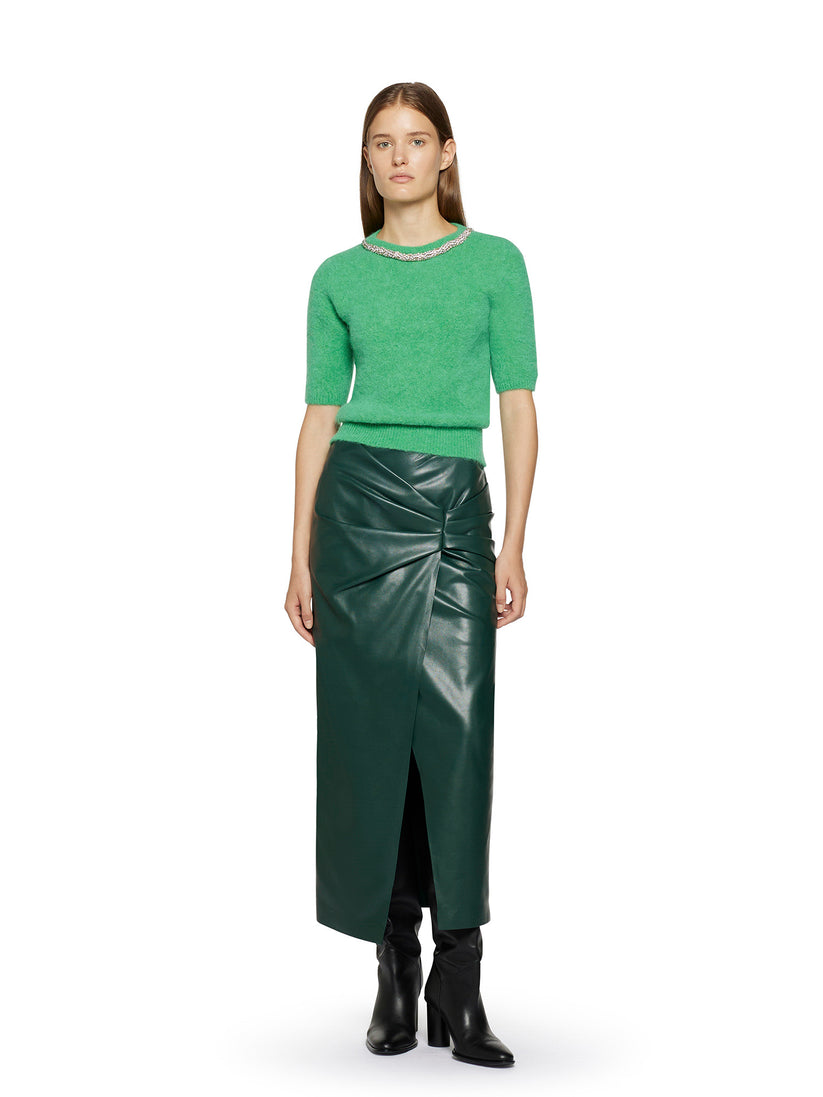 Space Simona Corsellini Gonna in vegan leather con nodo in vita Nuova