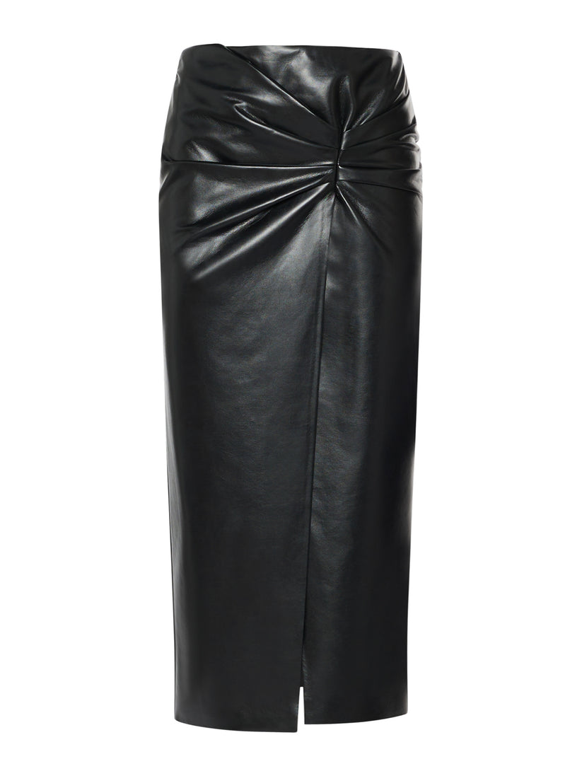 Space Simona Corsellini Gonna in vegan leather con nodo in vita