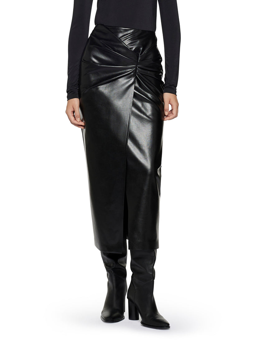 Space Simona Corsellini Gonna in vegan leather con nodo in vita Offerte giornaliere