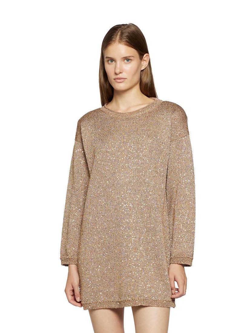 Space Simona Corsellini Abito in paillettes con over dietro Shopping Online