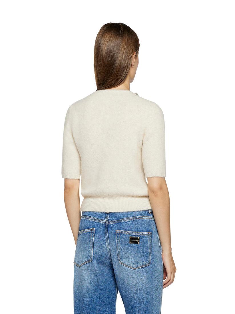 Space Simona Corsellini Maglia a manica corta in misto alpaca con strass nel girocollo Online