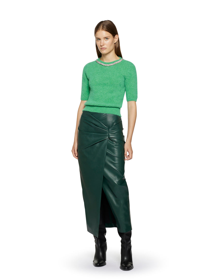 Space Simona Corsellini Maglia a manica corta in misto alpaca con strass nel girocollo Outlet