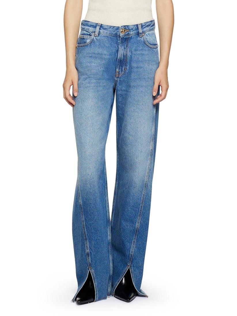 Space Simona Corsellini Denim largo con spacchi in fondo Vendita Calda