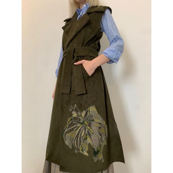 Stella Jean GILET LUNGO CON RICAMO FIORE I Più Venduti