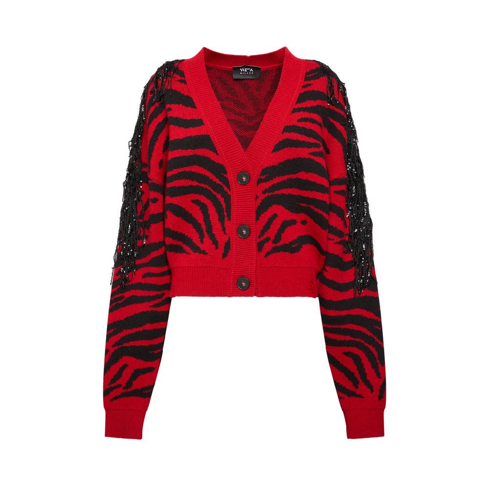 Sveta Milano Cardigan corto Dakota con frange in paillettes Presa