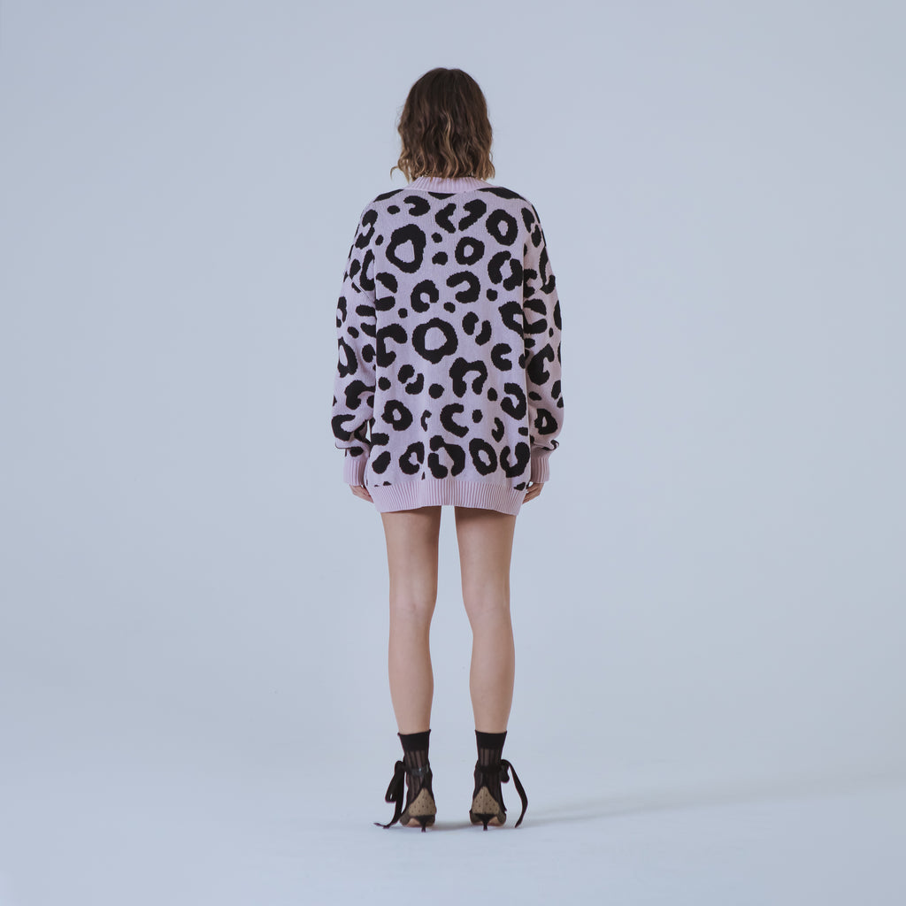 Sveta Milano Cardigan lungo jacquard Georgia in rosa e nero Offerte