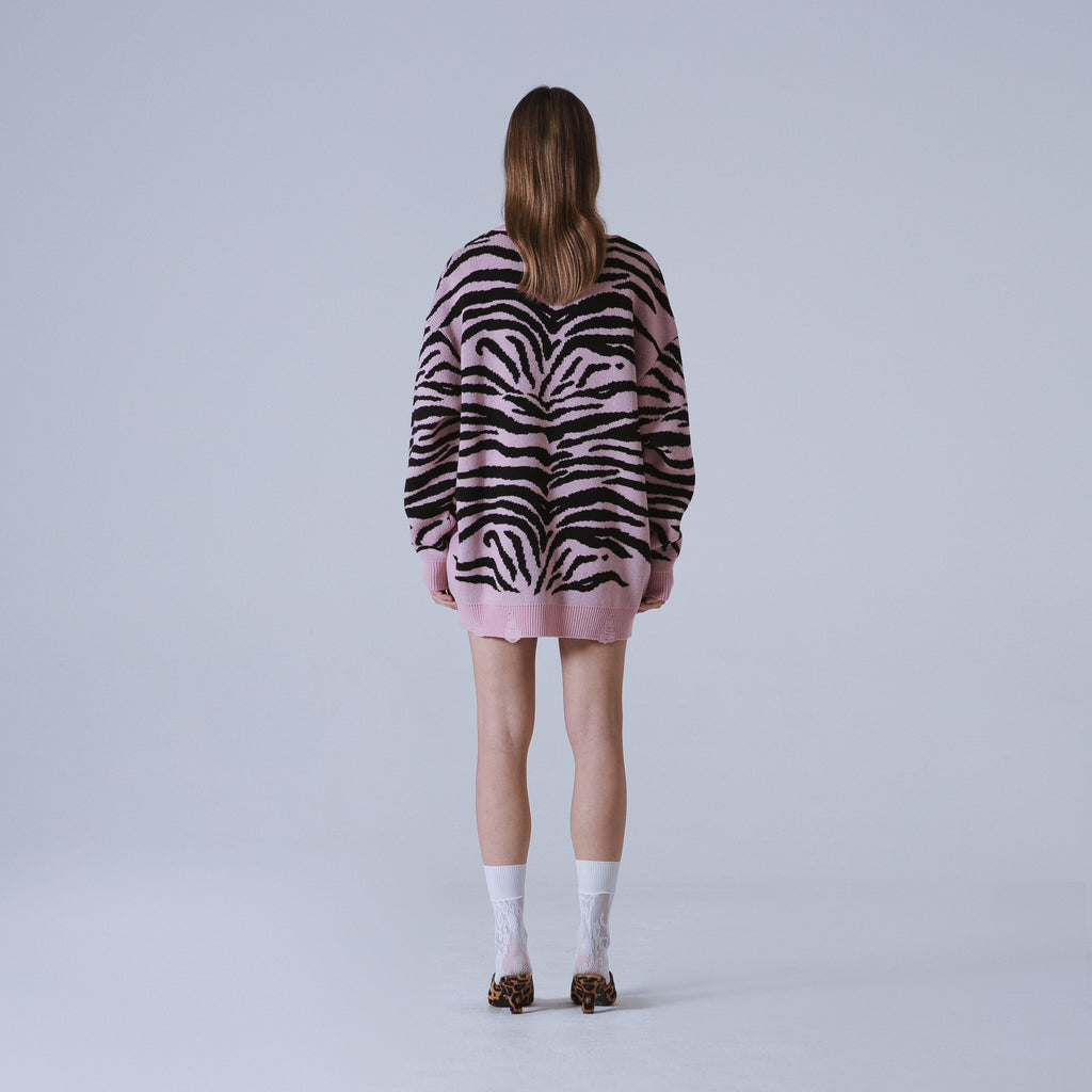 Sveta Milano Cardigan lungo jacquard Georgia in rosa e nero Negozi Online