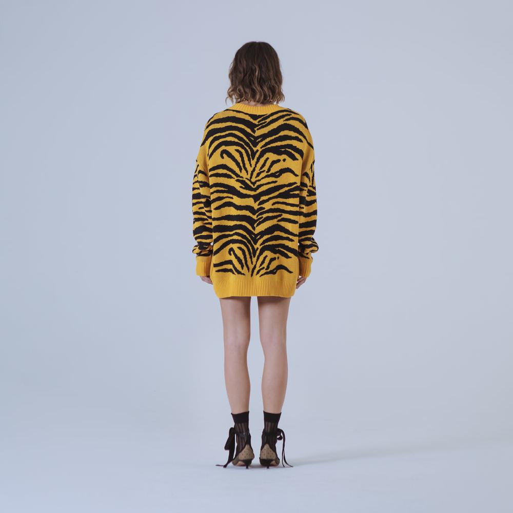 Sveta Milano Cardigan lungo jacquard Georgia in giallo e nero Vendita Economica