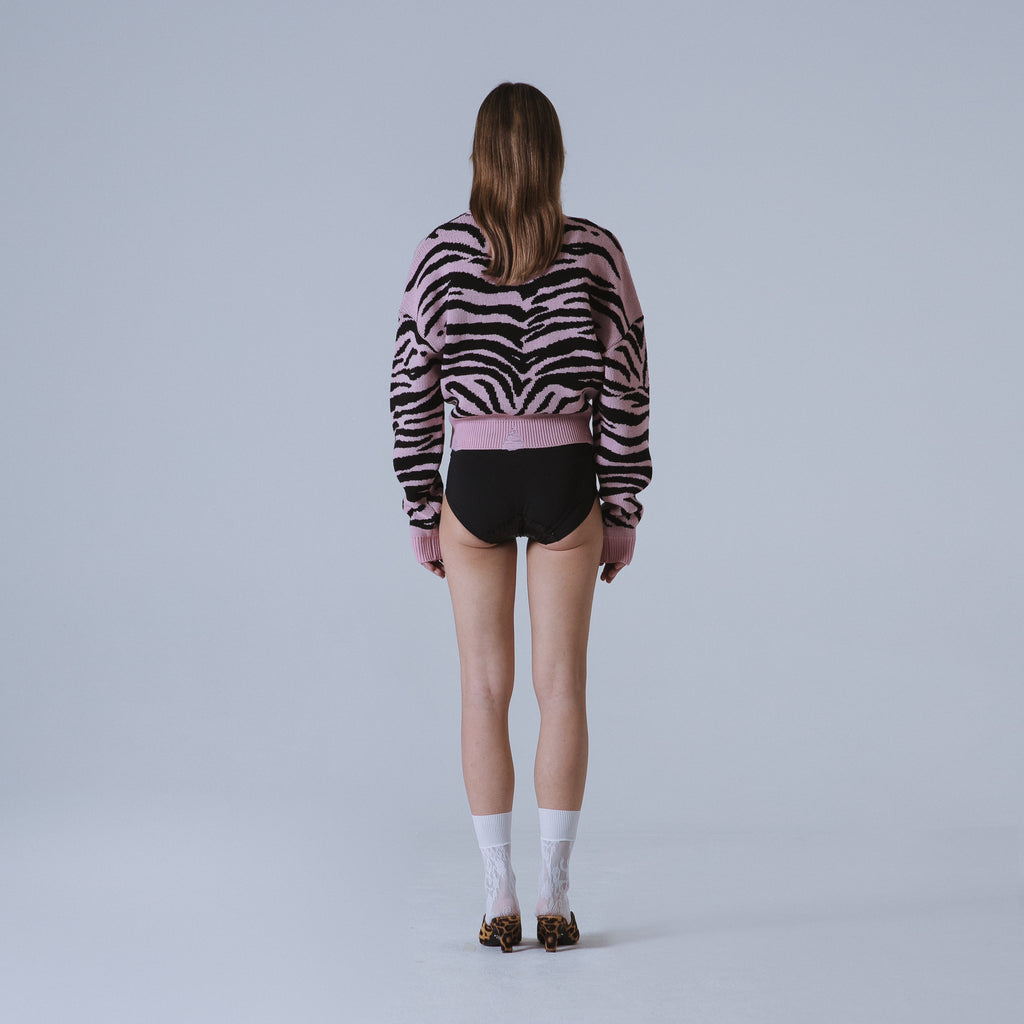 Sveta Milano Cardigan corto jacquard Dakota in rosa e nero Offerte