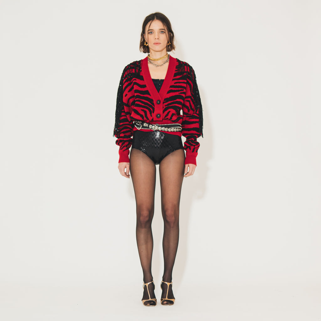 Sveta Milano Cardigan corto Dakota con frange in paillettes Hotsell