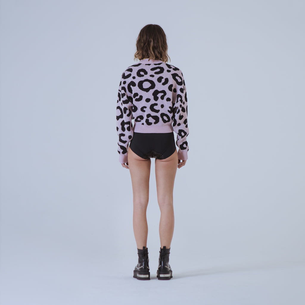 Sveta Milano Maglione girocollo jacquard Denver in rosa e nero Saldi Di Fabbrica