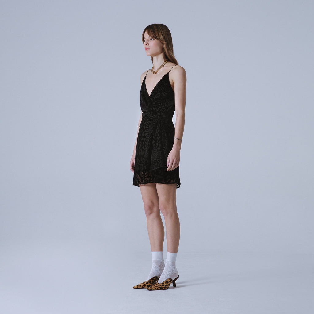 Sveta Milano Abito Nancy in velluto nero con motivo leopardo Shopping Online