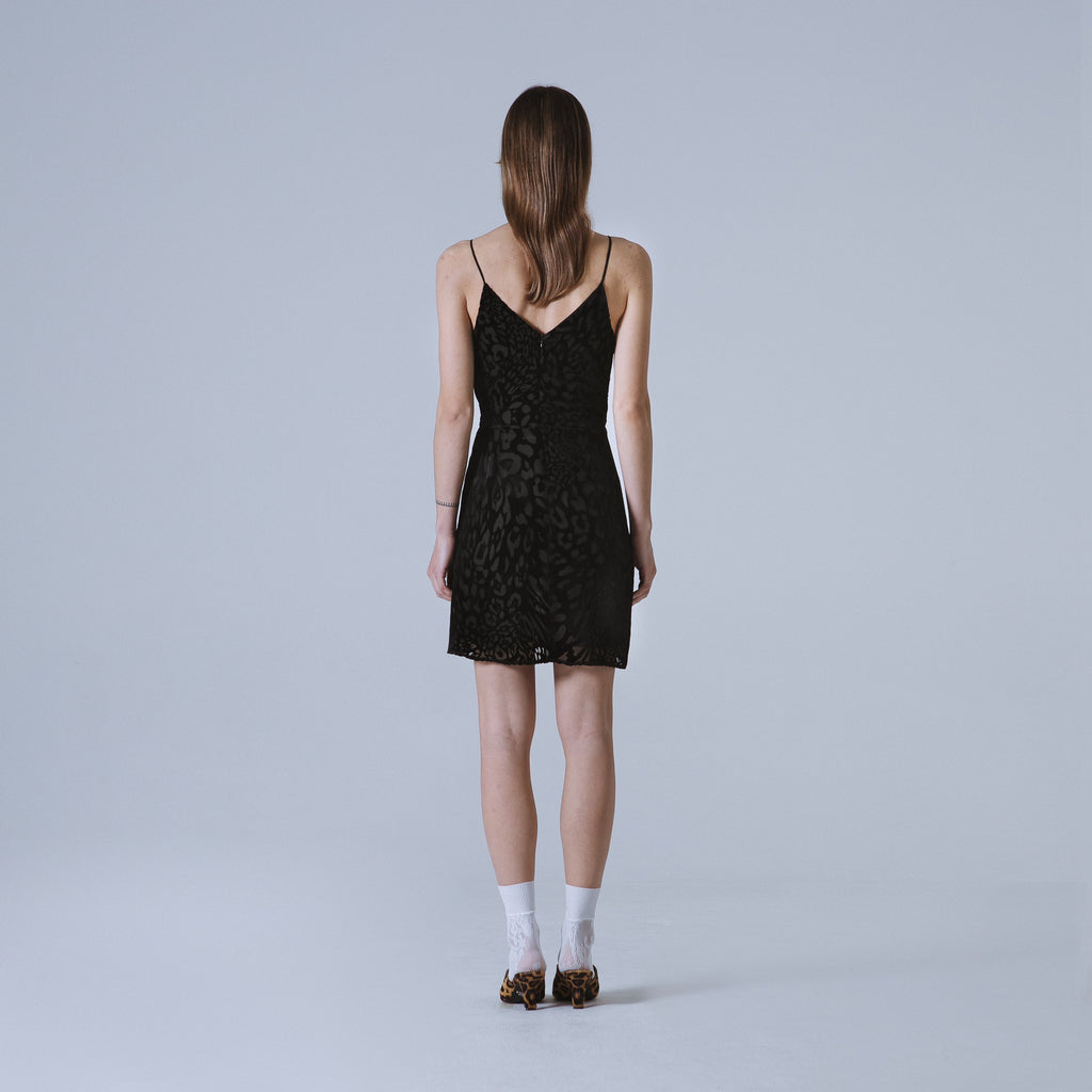 Sveta Milano Abito Nancy in velluto nero con motivo leopardo Shopping Online