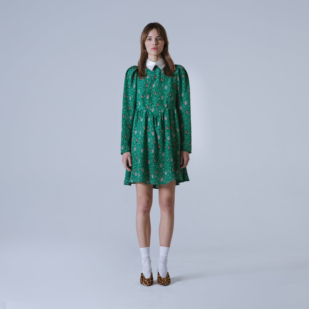 Sveta Milano Abito corto Oxford con stampa floreale su crêpe de chine di seta | Limited Edition Presa
