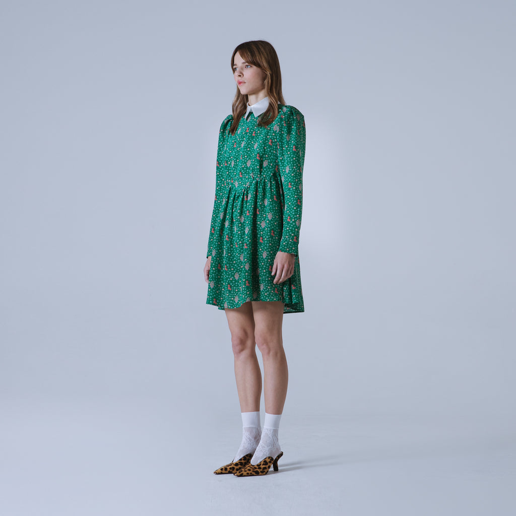 Sveta Milano Abito corto Oxford con stampa floreale su crêpe de chine di seta | Limited Edition Presa