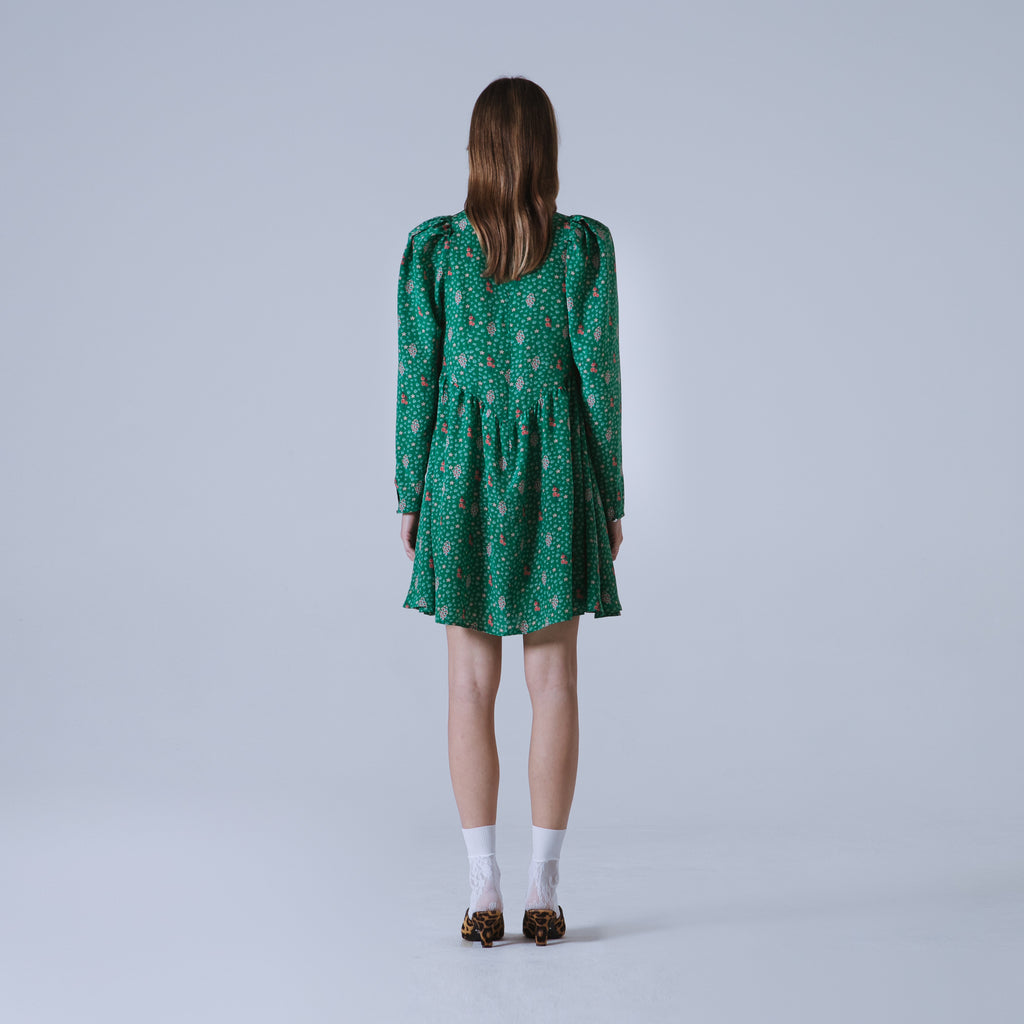 Sveta Milano Abito corto Oxford con stampa floreale su crêpe de chine di seta | Limited Edition Presa