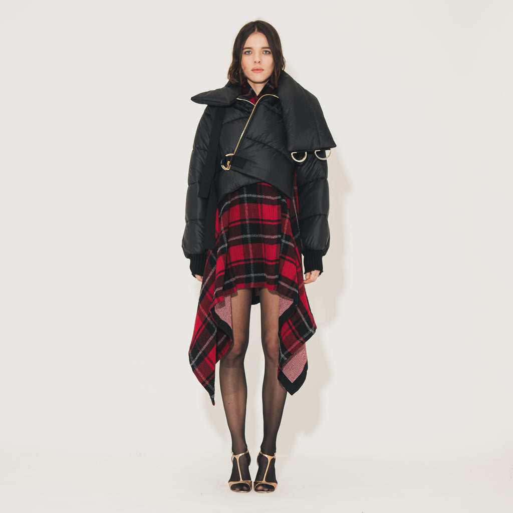 Sveta Milano Poncho in lana Paddington con piumino corto Sconto
