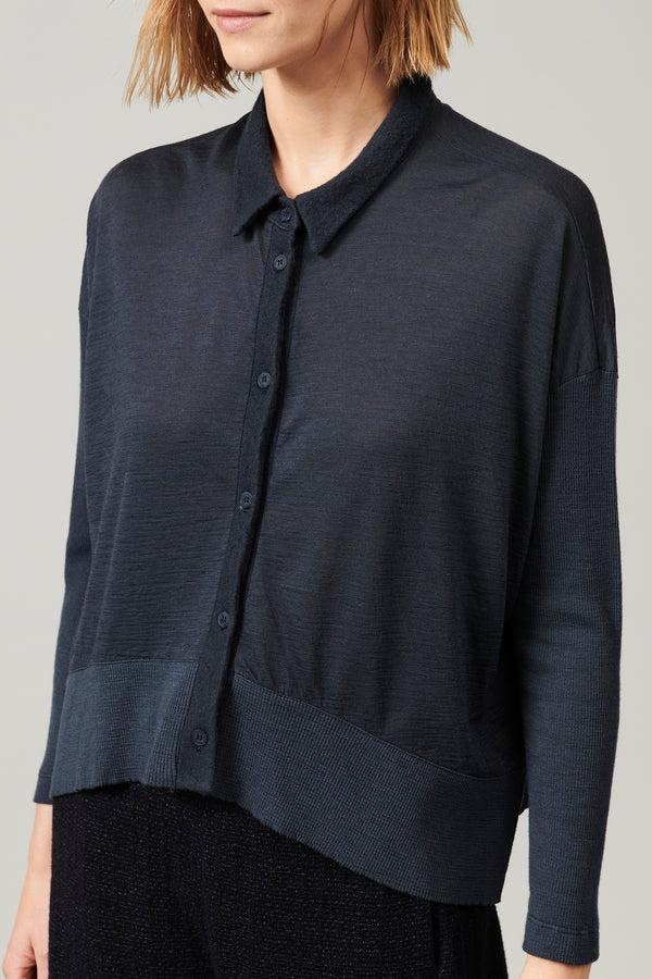 Transit Par Such Camicia over in jersey di lana con manica e fondo in costina | 1013.CF – Transit In Saldo