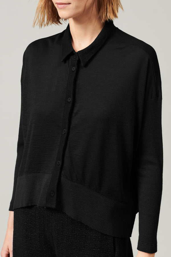 Transit Par Such Camicia over in jersey di lana con manica e fondo in costina | 1013.CF – Transit 2025