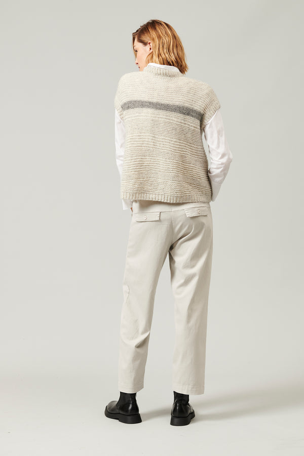 Transit Par Such Maglia senza maniche in lana ed alpaca motivo di riga a contrasto colo – Transit Officina
