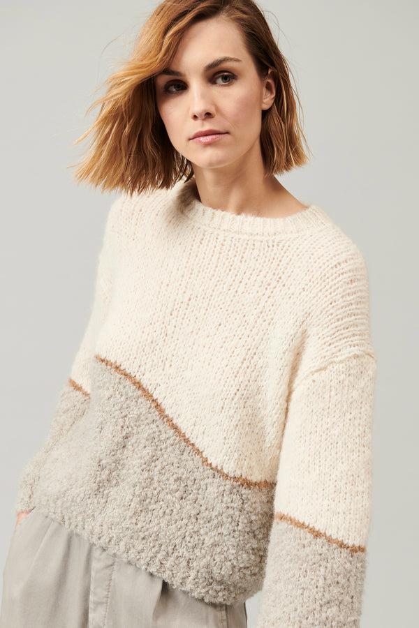 Transit Par Such Maglia oversize girocollo in filato di alpaca naturale con texture bou – Transit Presa