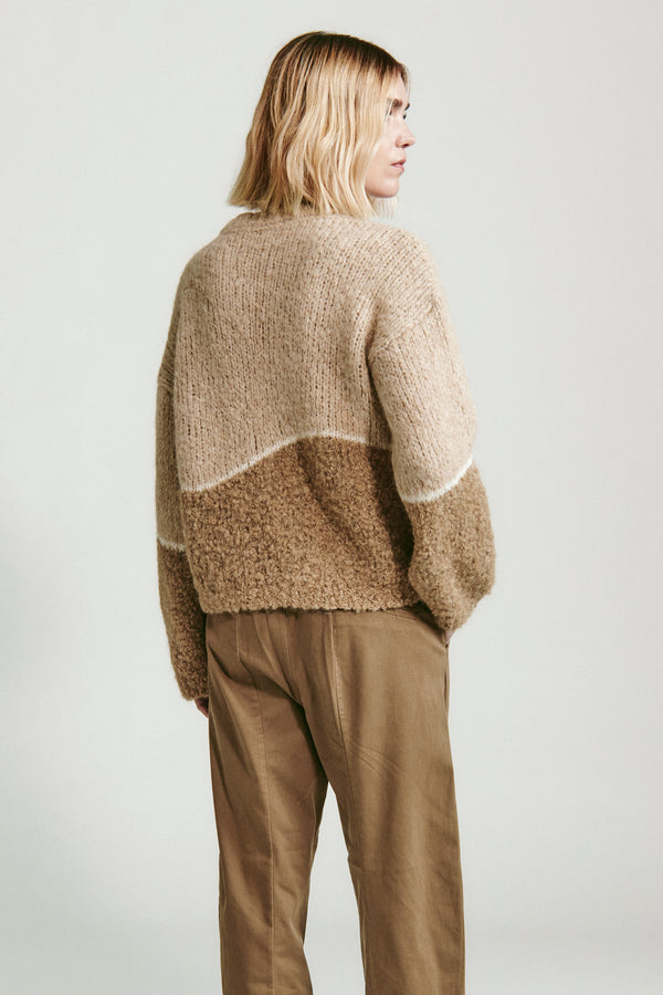 Transit Par Such Maglia oversize girocollo in filato di alpaca naturale con texture bou – Transit Sconto