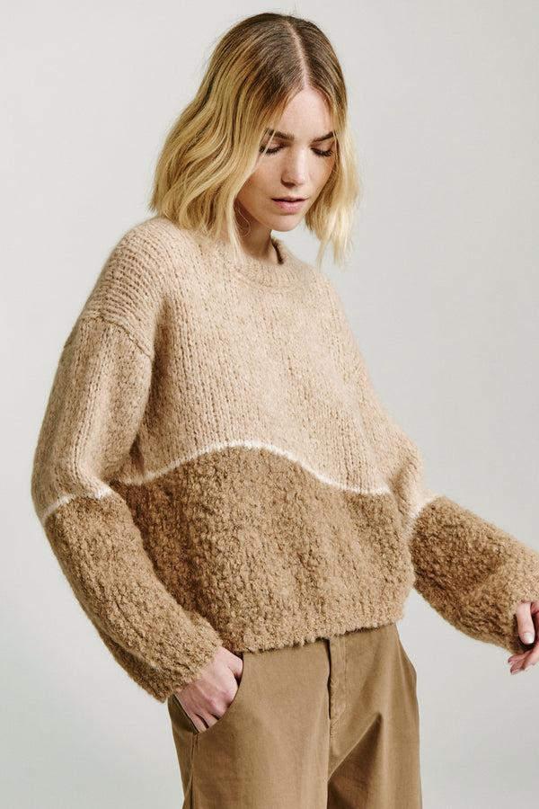 Transit Par Such Maglia oversize girocollo in filato di alpaca naturale con texture bou – Transit Sconto