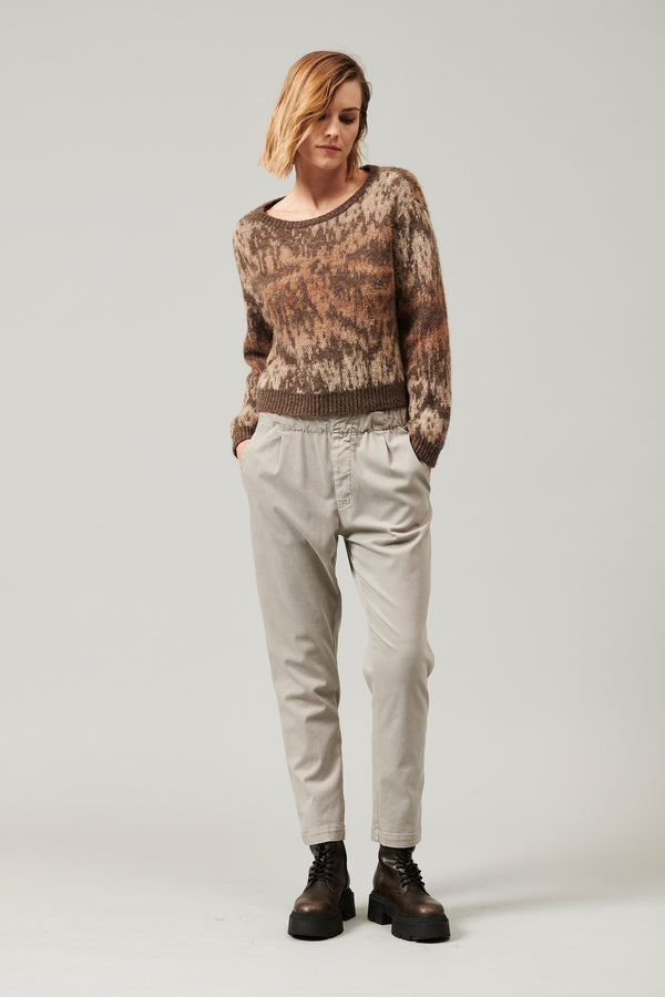 Transit Par Such Maglia girocollo a manica lunga in filato di alpaca e mohair con lavor – Transit Offerta