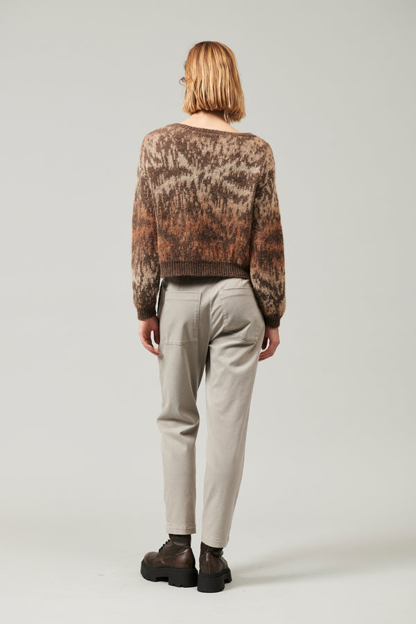 Transit Par Such Maglia girocollo a manica lunga in filato di alpaca e mohair con lavor – Transit Offerta