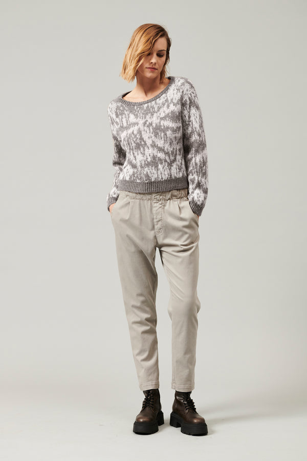 Transit Par Such Maglia girocollo a manica lunga in filato di alpaca e mohair con lavor – Transit Economico