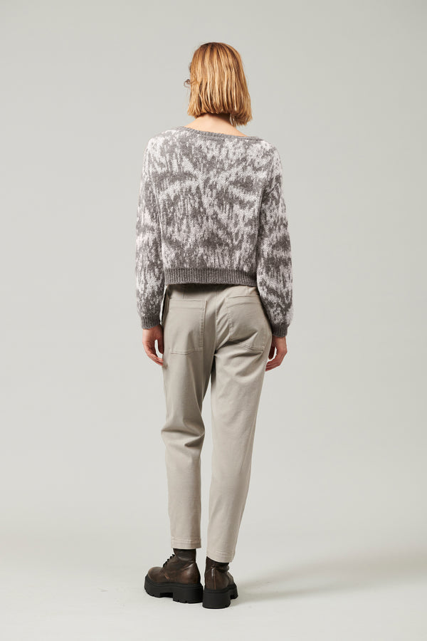 Transit Par Such Maglia girocollo a manica lunga in filato di alpaca e mohair con lavor – Transit Economico
