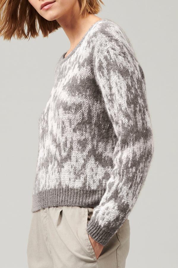 Transit Par Such Maglia girocollo a manica lunga in filato di alpaca e mohair con lavor – Transit Economico