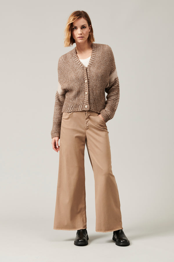Transit Par Such Cardigan in lana ed alpaca con motivo di riga a contrasto colore | 101 – Transit Saldi Di Fabbrica