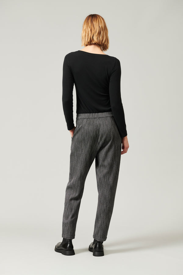 Transit Par Such Pantalone comfort fit con elastico dietro in microfantasia di misto la – Transit Novità